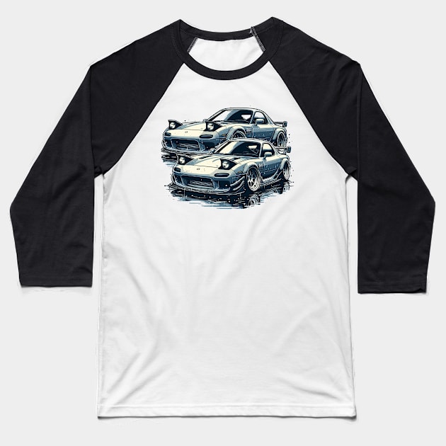 Mazda RX7 Baseball T-Shirt by Vehicles-Art